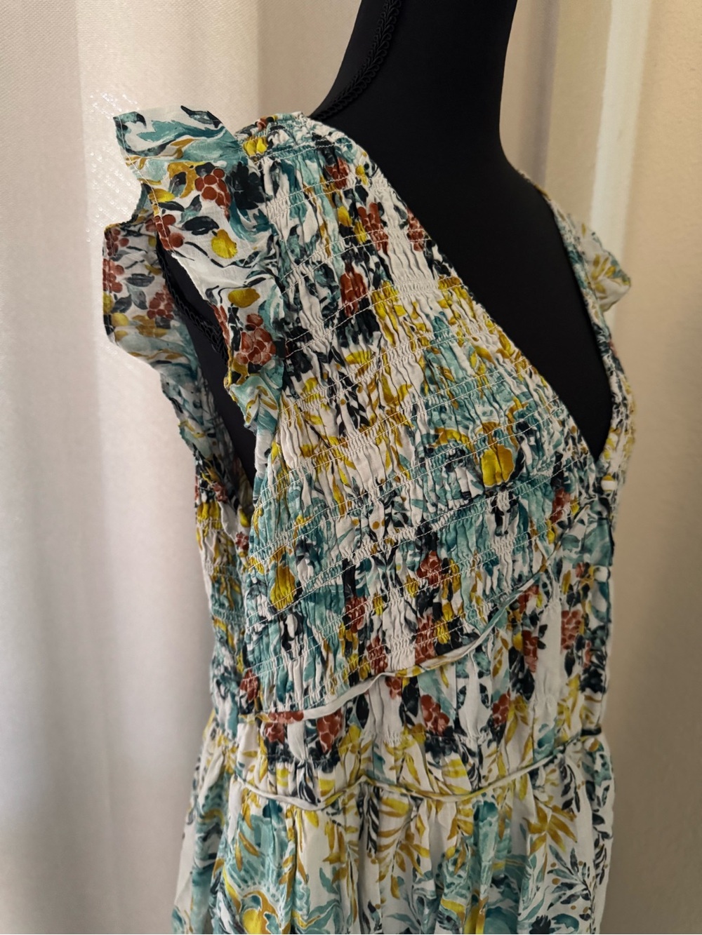 Anthropologie The Peregrine Midi Dress 2X Floral Boho Smocked Cottagecore - Picture 8 of 11